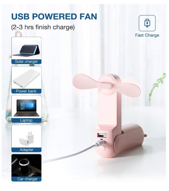 mini handheld fan with usb charging system